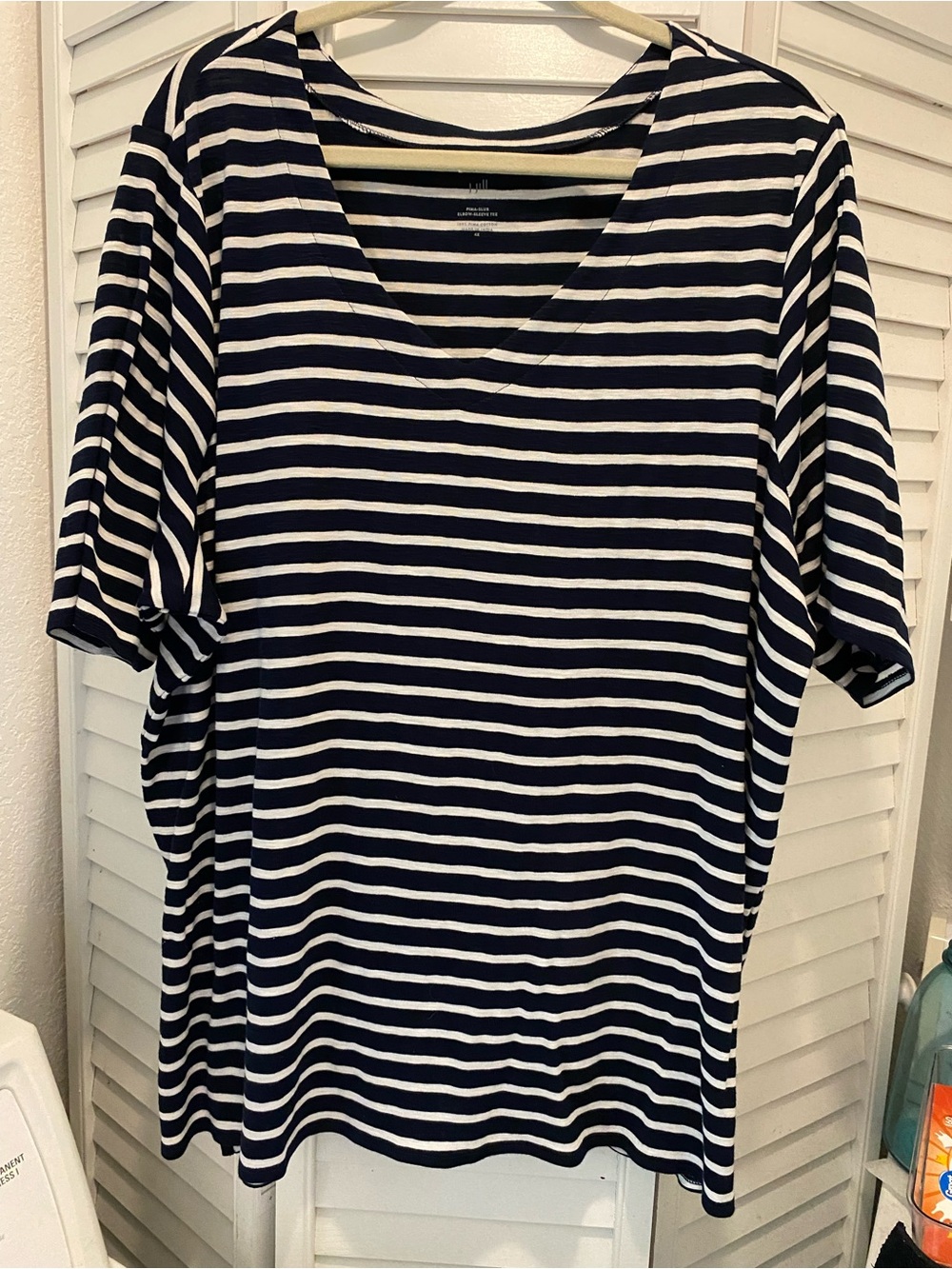 J. Jill 100% Pima Cotton “Stripe Short Sleeve T-shirt” Size 4X Navy/Cream NWT